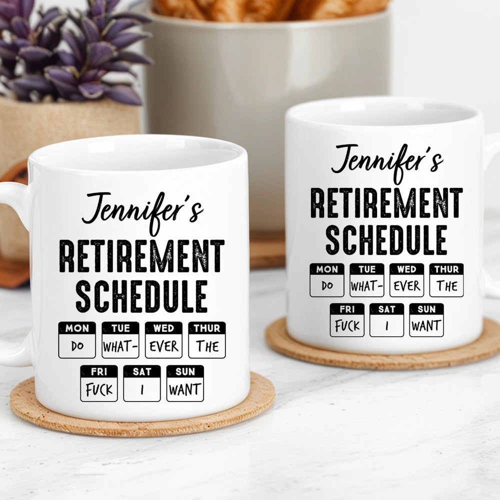 Personalized Retirement Mug for Retirees - Funny Daily Schedule Gift Cup MagicInPrints