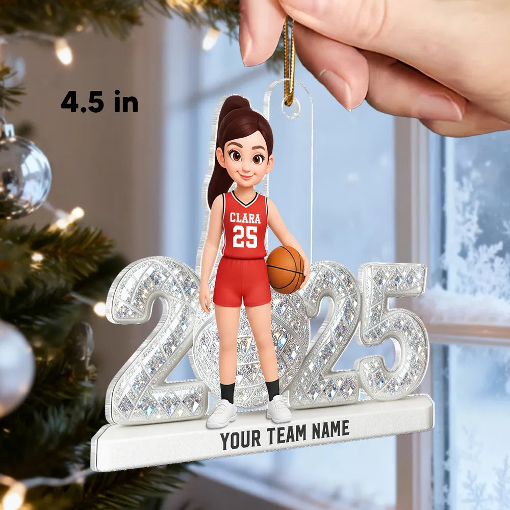 Personalized Basketball Player Ornament for Kids - 2025 Holiday Gift Ornament MagicInPrints