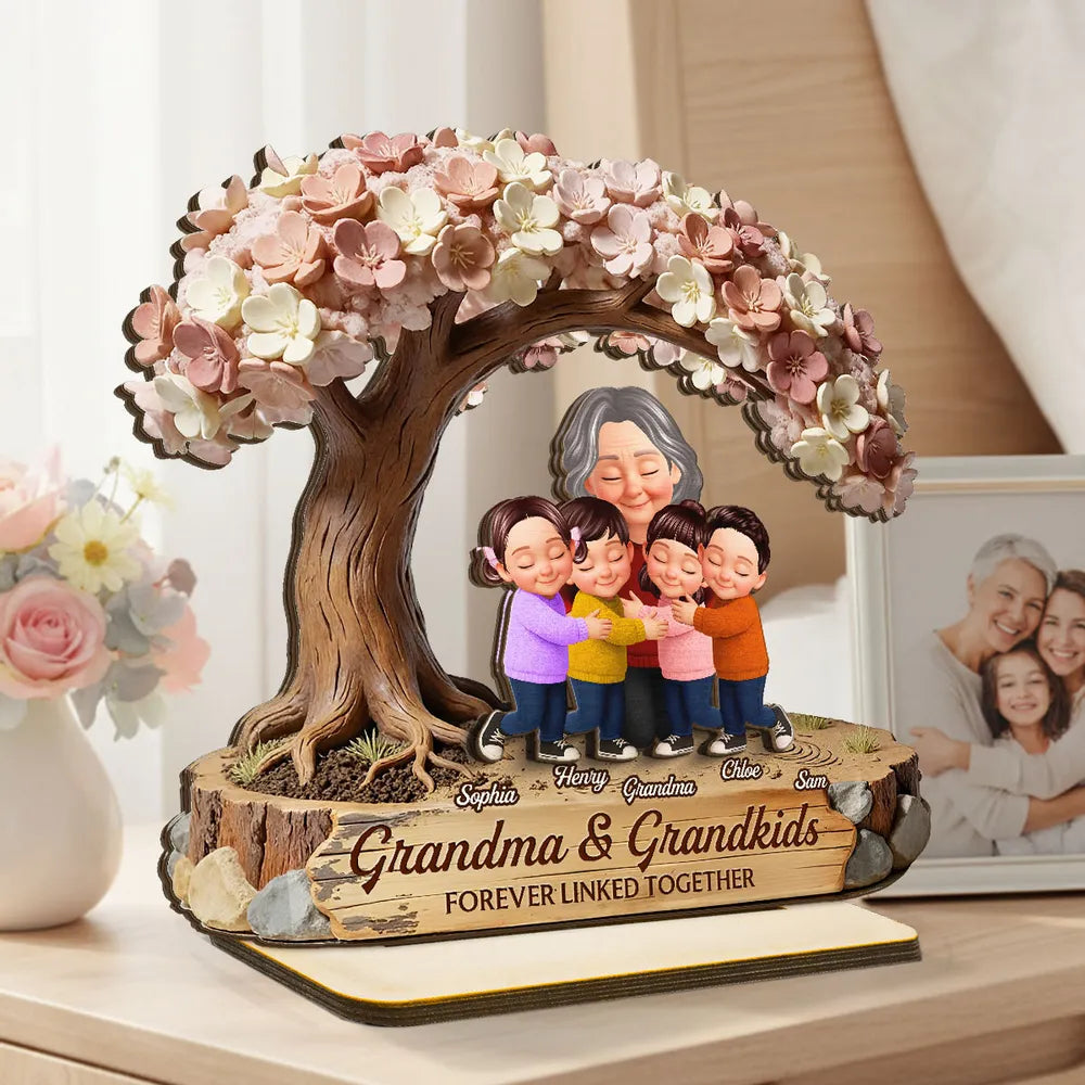 Personalized Family Tree Sculpture for Grandma with Grandkids - Sentimental Gift for Home Decor Plaque MagicInPrints