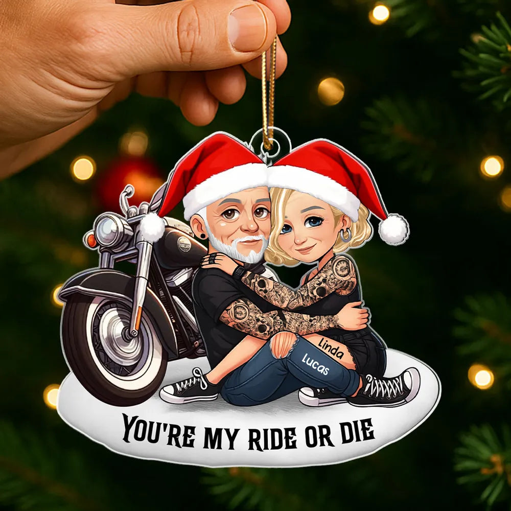 Personalized Couple Motorcycle Ornament for Bikers - Romantic Gift Ornament MagicInPrints