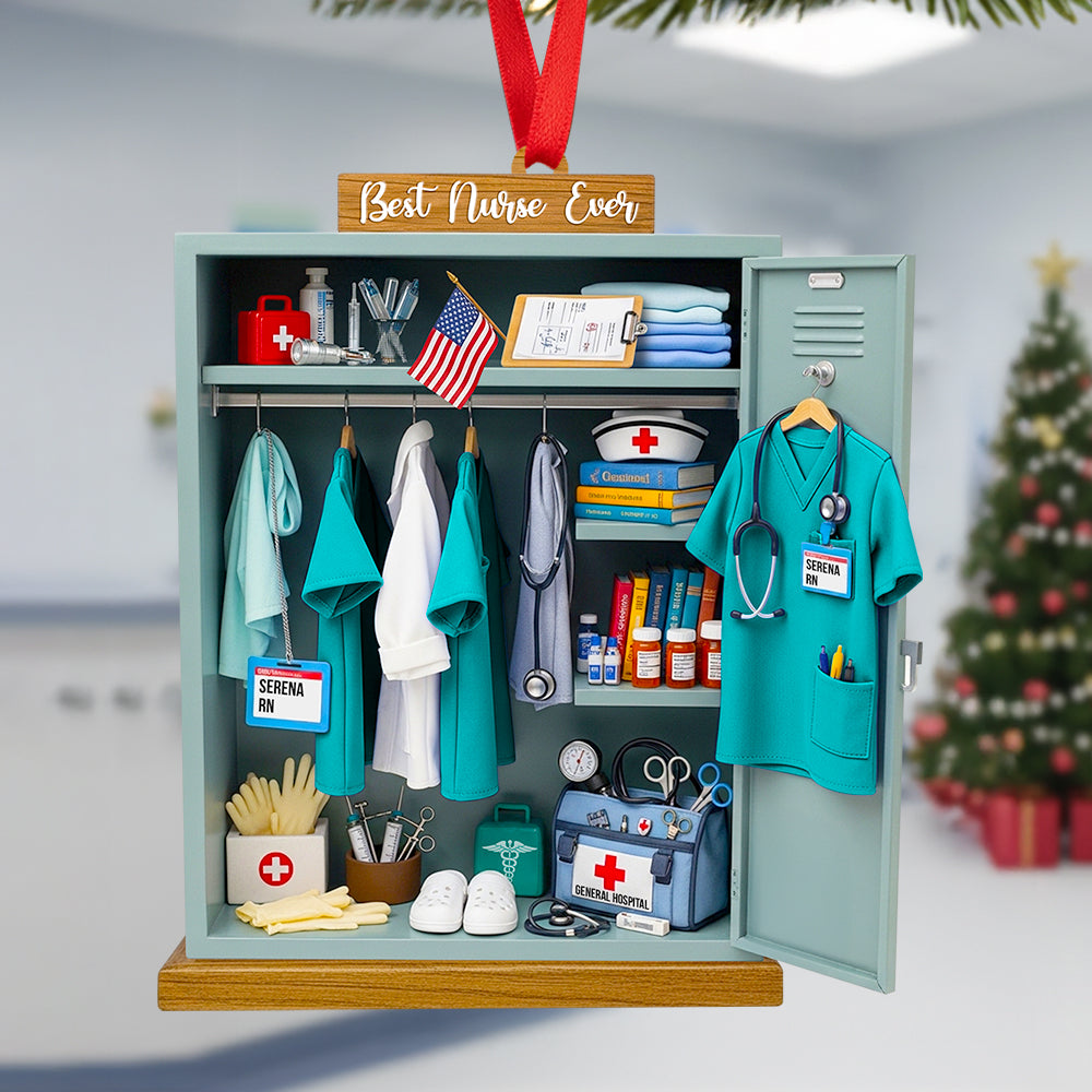 Best Nurse Ever: Personalized Festive Locker Christmas Ornament Ornament MagicInPrints