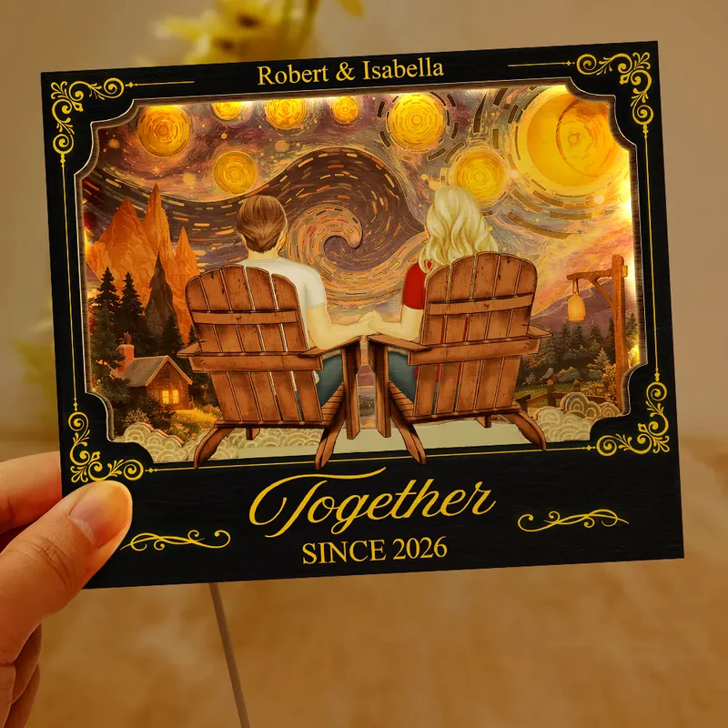Custom Romantic Wooden Plaque for Couples - Starry Night Design Plaque MagicInPrints