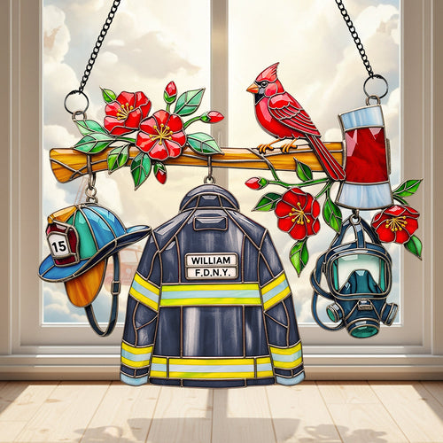 “Celebrate Bravery with Our Firefighter Heaven Suncatcher” - Personalized Gift for Firefighters, Customizable Ornament Ornament PopCulturePrints