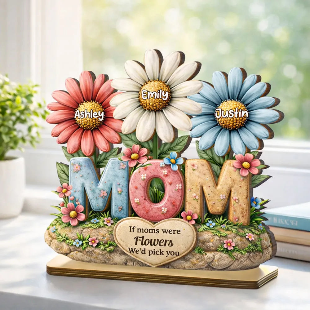 Personalized Floral Mom Plaque for Mother's Day - Custom Names and Heartfelt Message Plaque MagicInPrints
