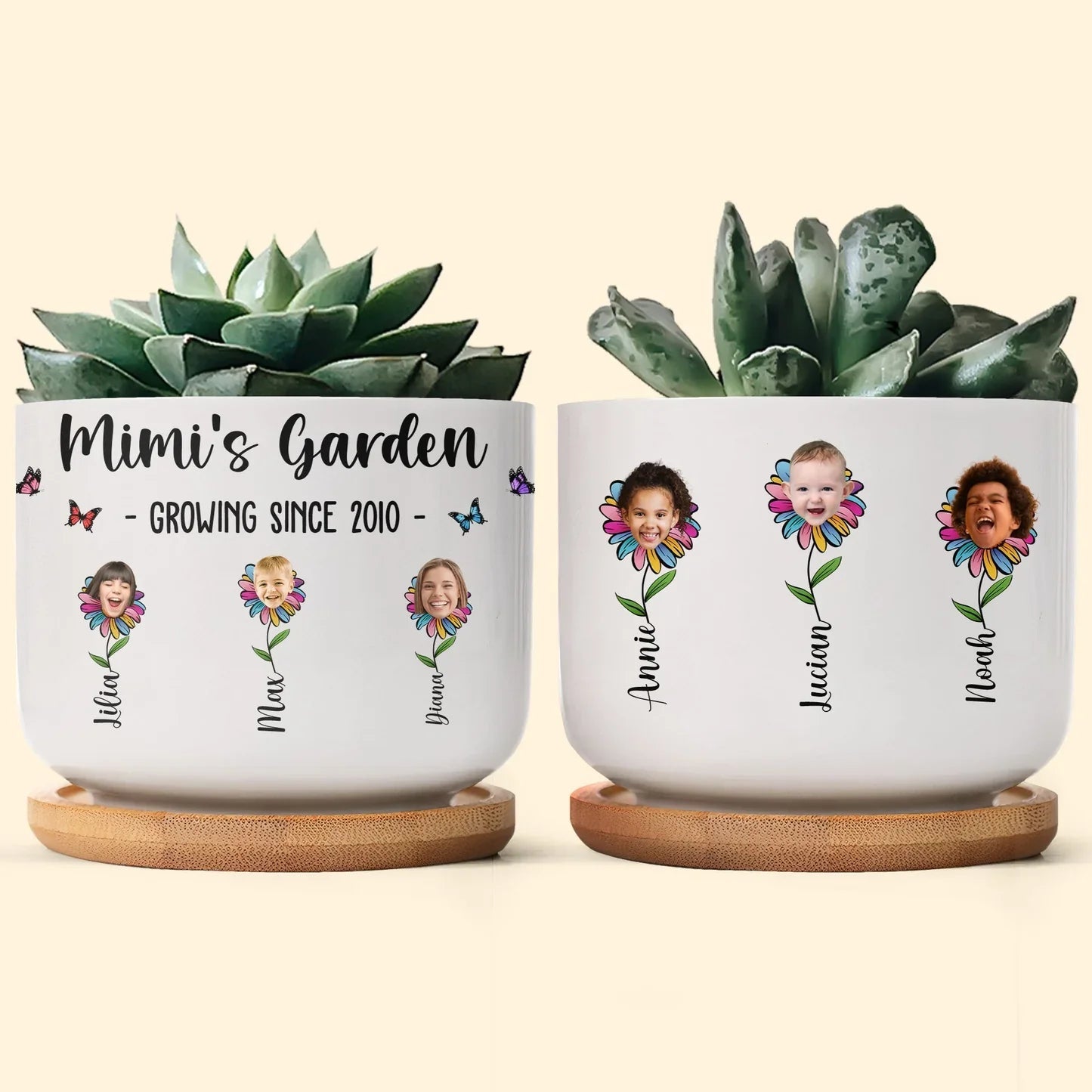 Personalized Family Flower Pot for Grandparents - Custom Photo Gift Vase MagicInPrints