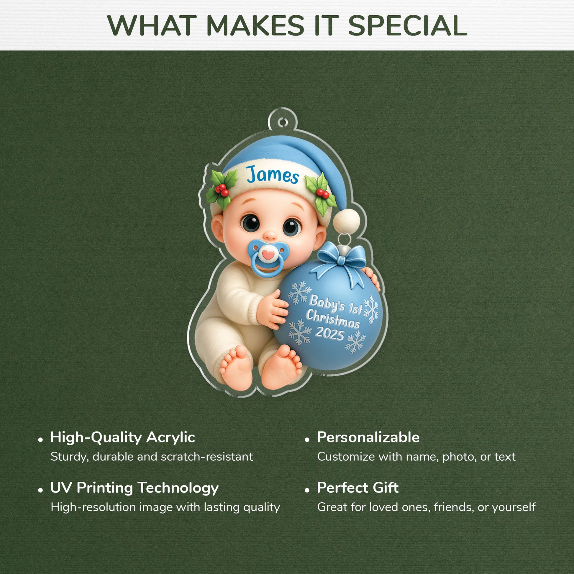 Personalized Baby's First Christmas Ornament - Custom Name Keepsake 2025 Ornament MagicInPrints