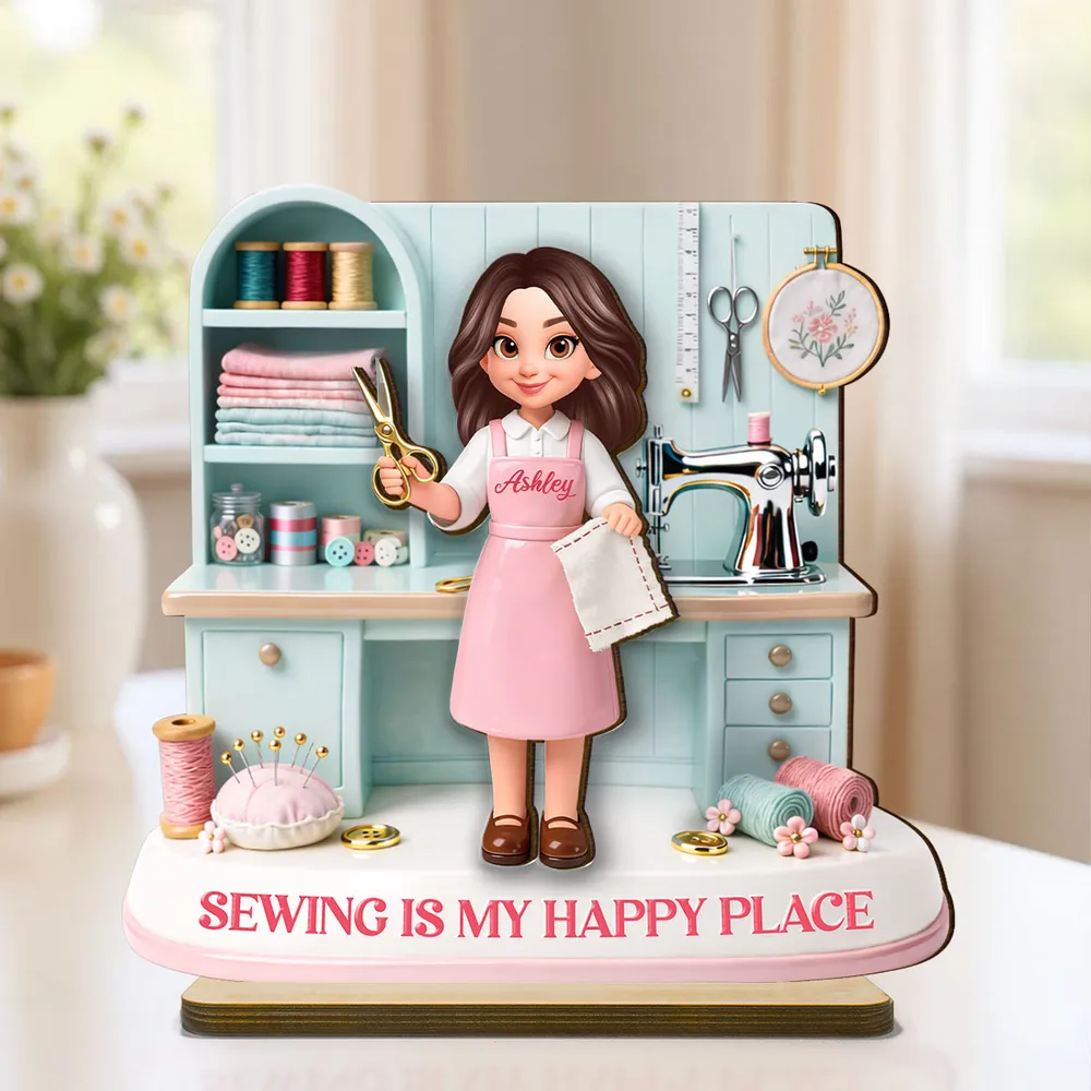 Personalized Sewing Enthusiast Figurine for Crafters - Home Decor Gift Plaque MagicInPrints