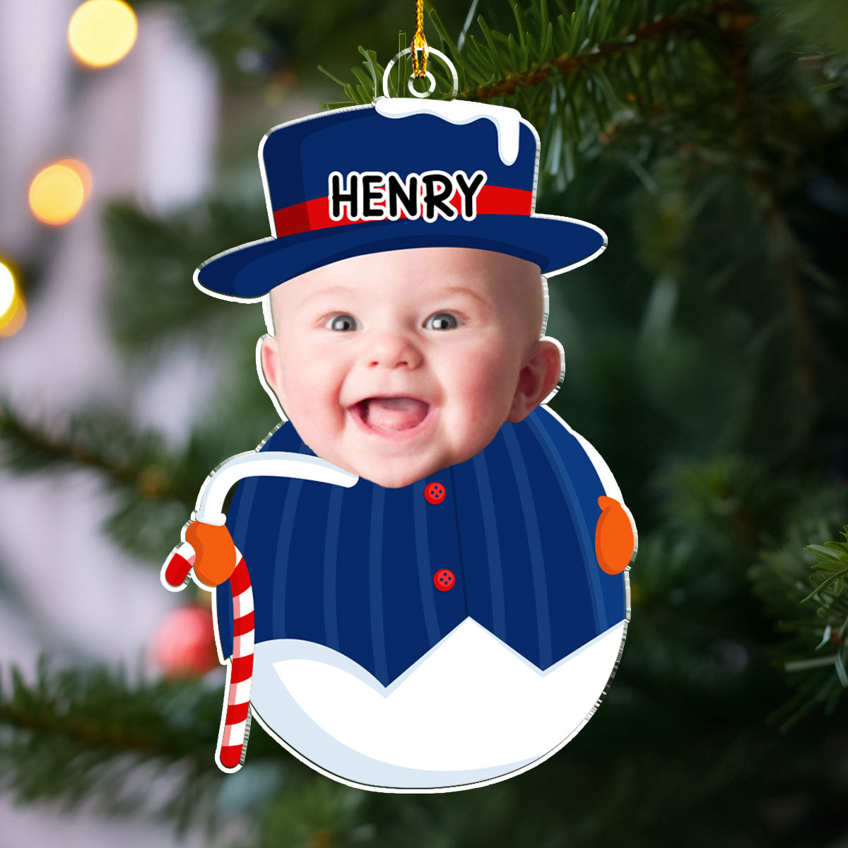Personalized Baby Photo Christmas Ornament Snowman Design - Holiday Keepsake Ornament MagicInPrints