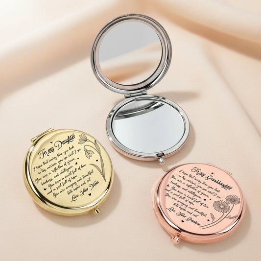 Engraved Compact Mirror for Daughter or Granddaughter - Sentimental Gift Beauty Tools MagicInPrints