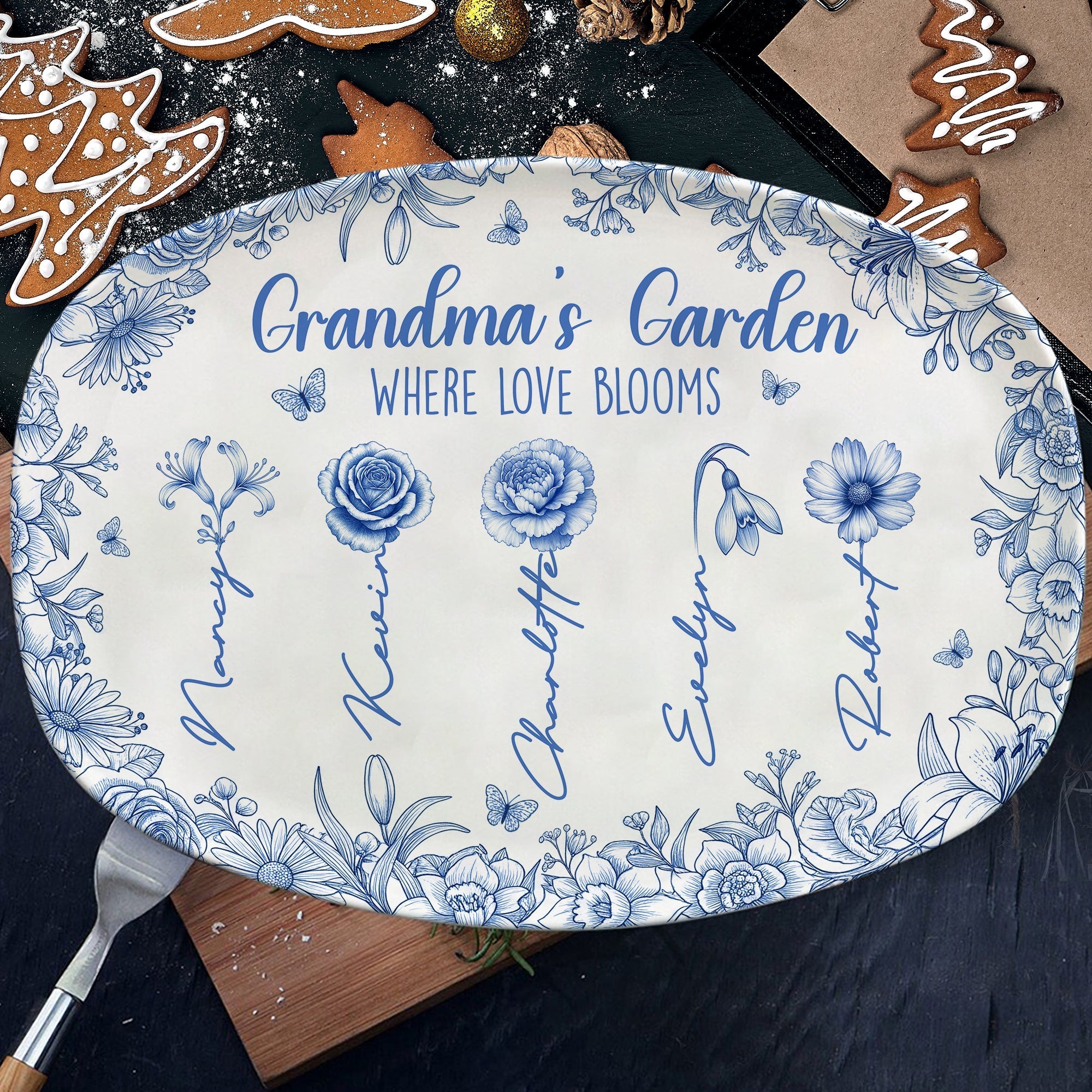“Grandma's Garden: Where Love Blooms” - Personalized Birth Month Flowers Plate - Custom Gift for Grandma Plates MagicInPrints