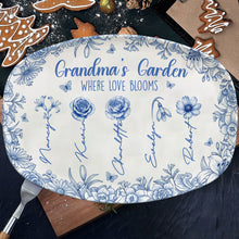 Load image into Gallery viewer, “Grandma&#39;s Garden: Where Love Blooms” - Personalized Birth Month Flowers Plate - Custom Gift for Grandma Plates MagicInPrints
