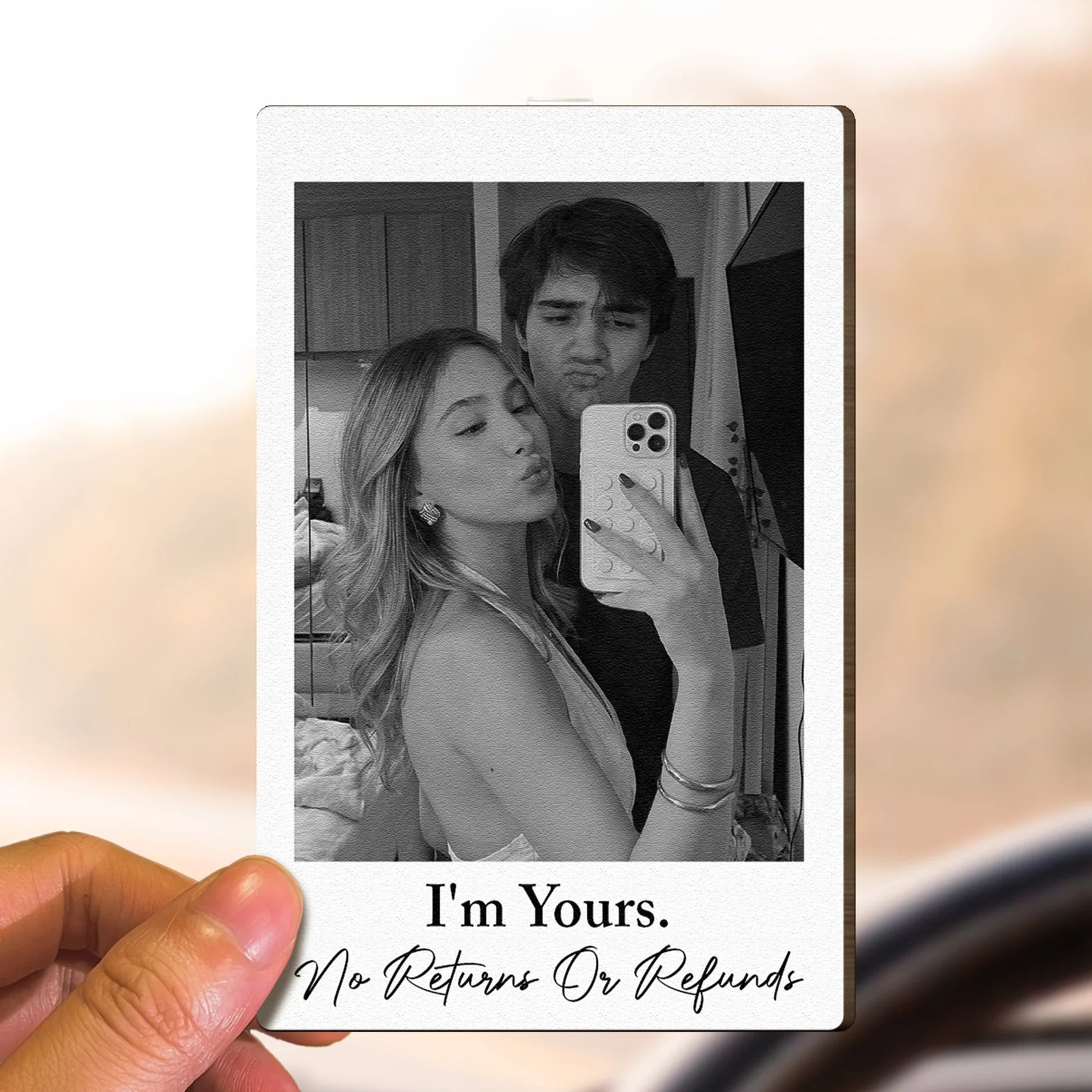 Custom Photo Car Hanging Ornament for Couples - Sentimental Gift for Safe Driving Car Hanger MagicInPrints