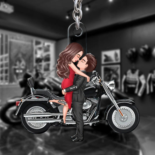 Personalized Couple Keychain for Bikers - Romantic Gift Keychain MagicInPrints