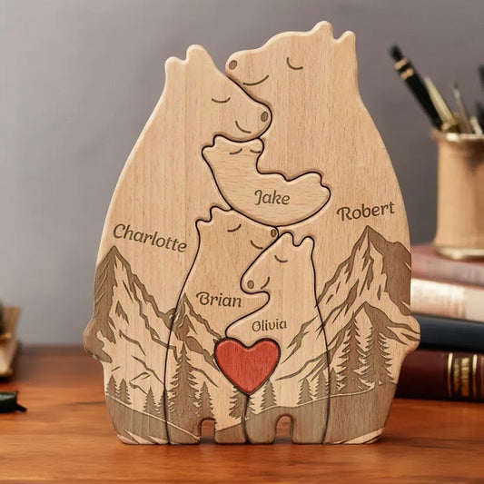 Personalized Wooden Bear Family Puzzle for Home Decor - Sentimental Gift Plaque MagicInPrints
