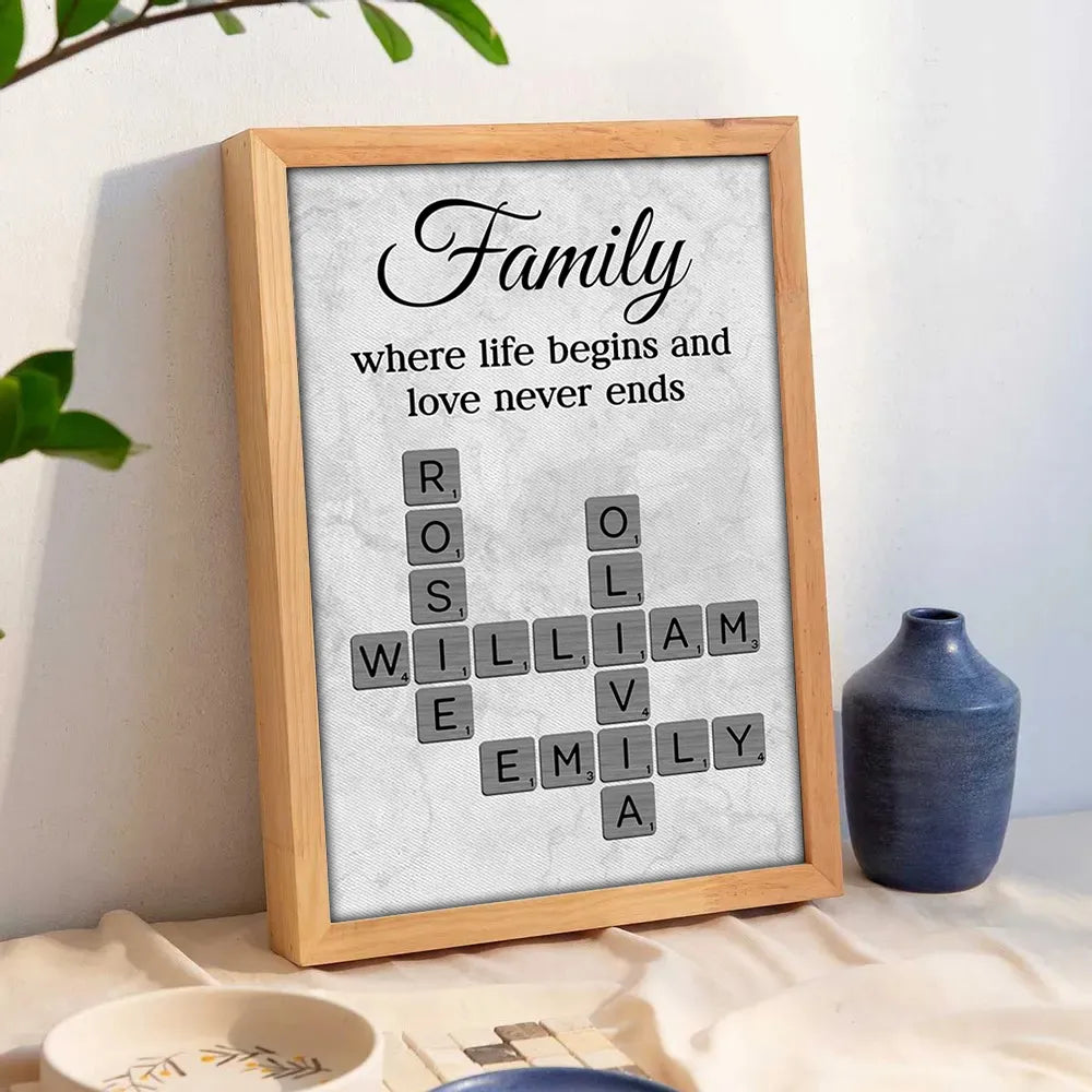 Personalized Family Name Crossword Wall Art for Home Decor - Sentimental Gift Poster or Canvas MagicInPrints