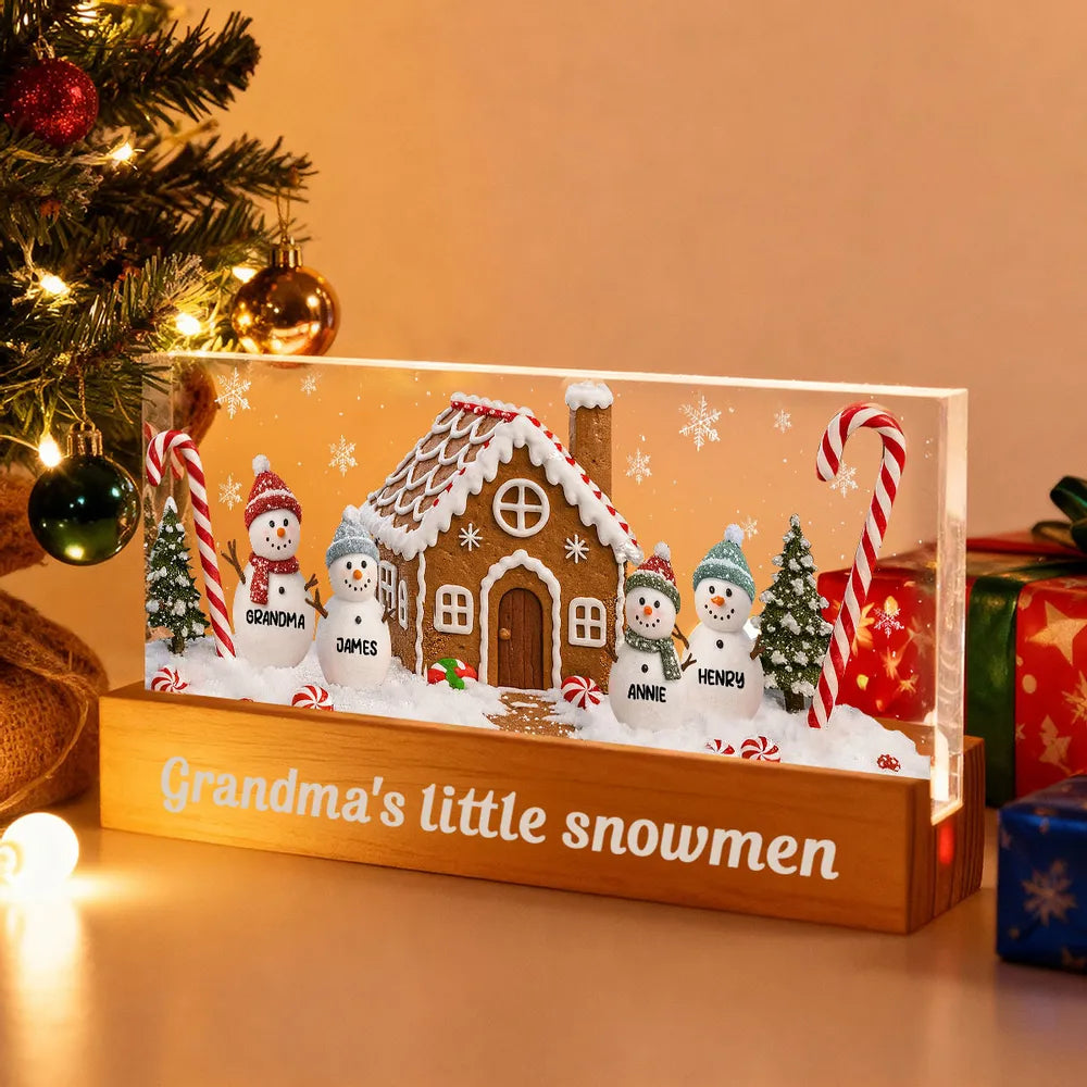 Personalized Family Snowman LED Light for Home - Holiday Decor Plaque MagicInPrints