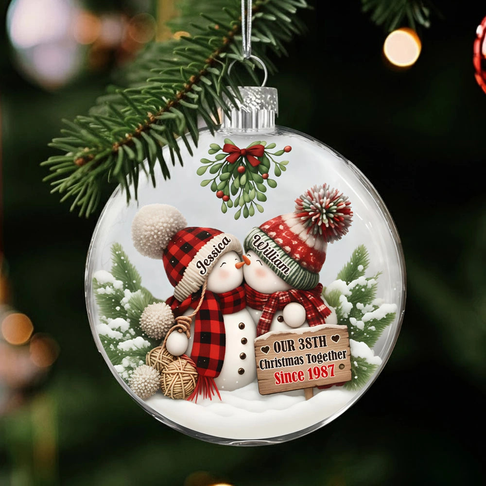 Personalized Snowman Couple Christmas Ornament for Couples - 38th Anniversary Holiday Decor Ornament MagicInPrints