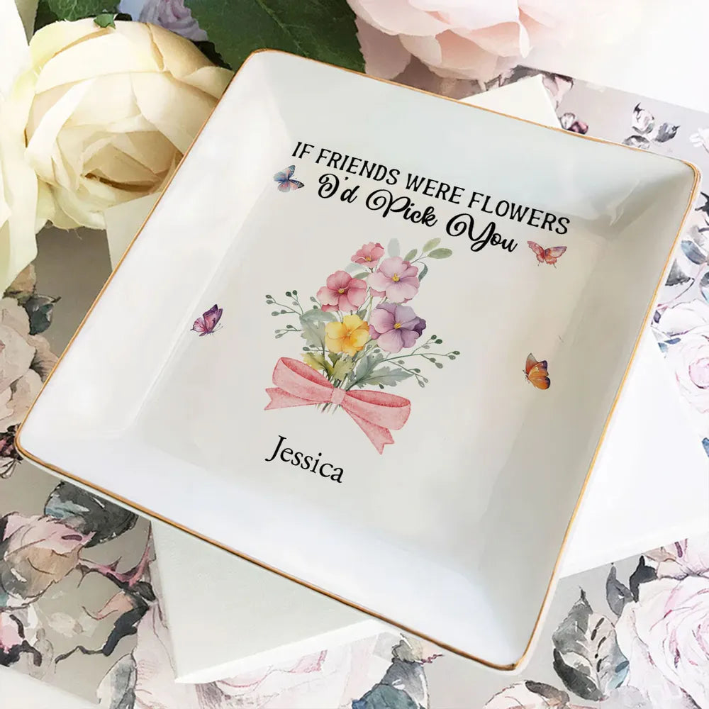 Personalized Friendship Jewelry Dish for Women with Floral Design - Perfect Gift for Friends Jewelry MagicInPrints