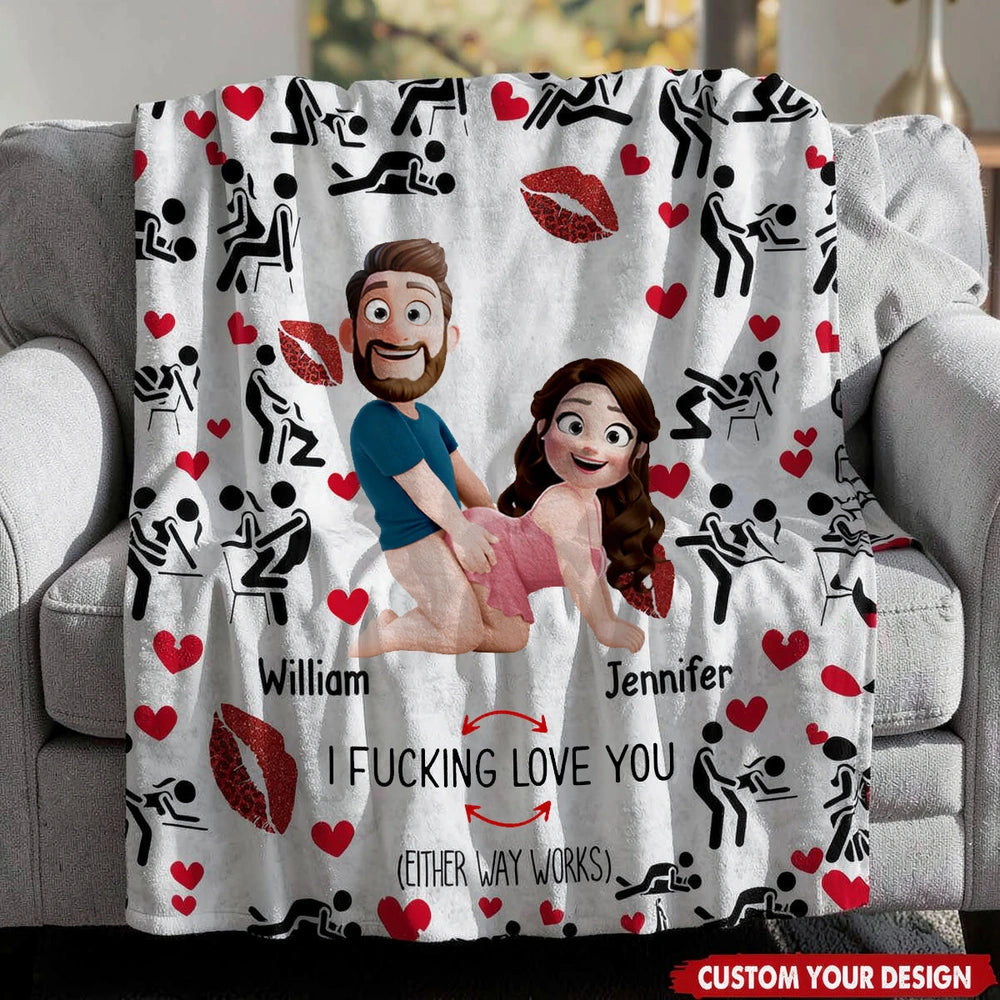 Personalized Cartoon Couple Blanket for Adults - Romantic Gift Blanket MagicInPrints