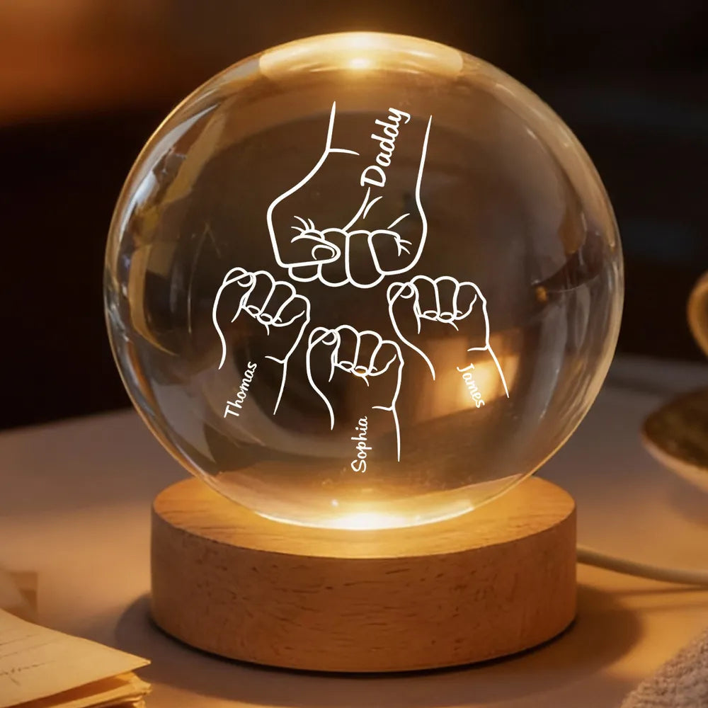 Personalized Family Fist Bump Night Light for Dad - Father's Day Gift Lamp MagicInPrints
