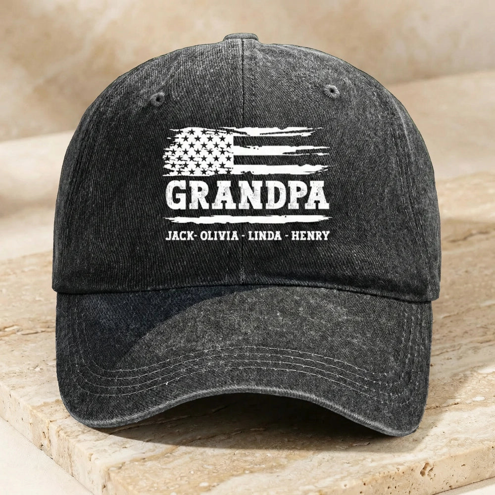 Custom Grandpa Hat for Family - Personalized Names Embroidered Cap Hat MagicInPrints