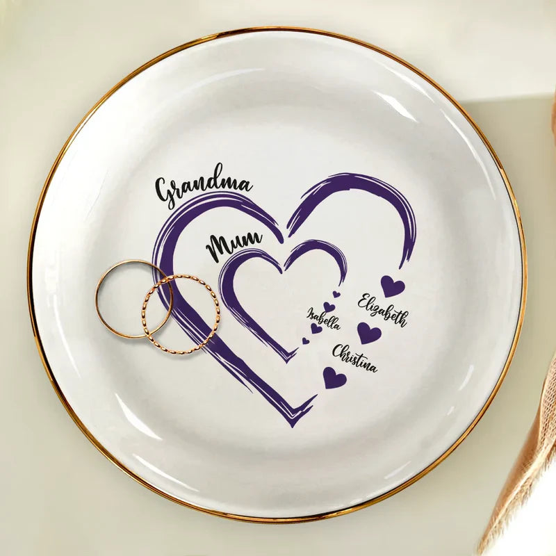 Personalized Heart-Shaped Ceramic Plate for Family - Mother's Day Gift Jewelry MagicInPrints