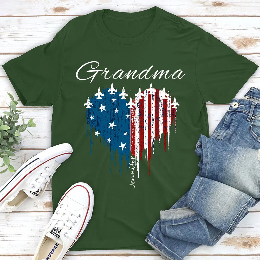 Personalized Grandma T-Shirt for Family - Patriotic Heart Design Cloth MagicInPrints