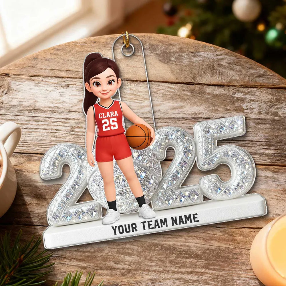 Personalized Basketball Player Ornament for Kids - 2025 Holiday Gift Ornament MagicInPrints