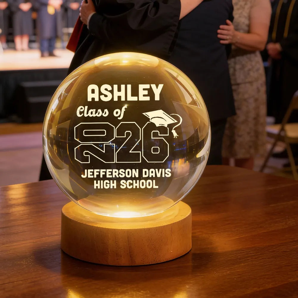 Personalized Graduation Crystal Ball Lamp for Class of 2026 - High School Keepsake Gift Lamp MagicInPrints
