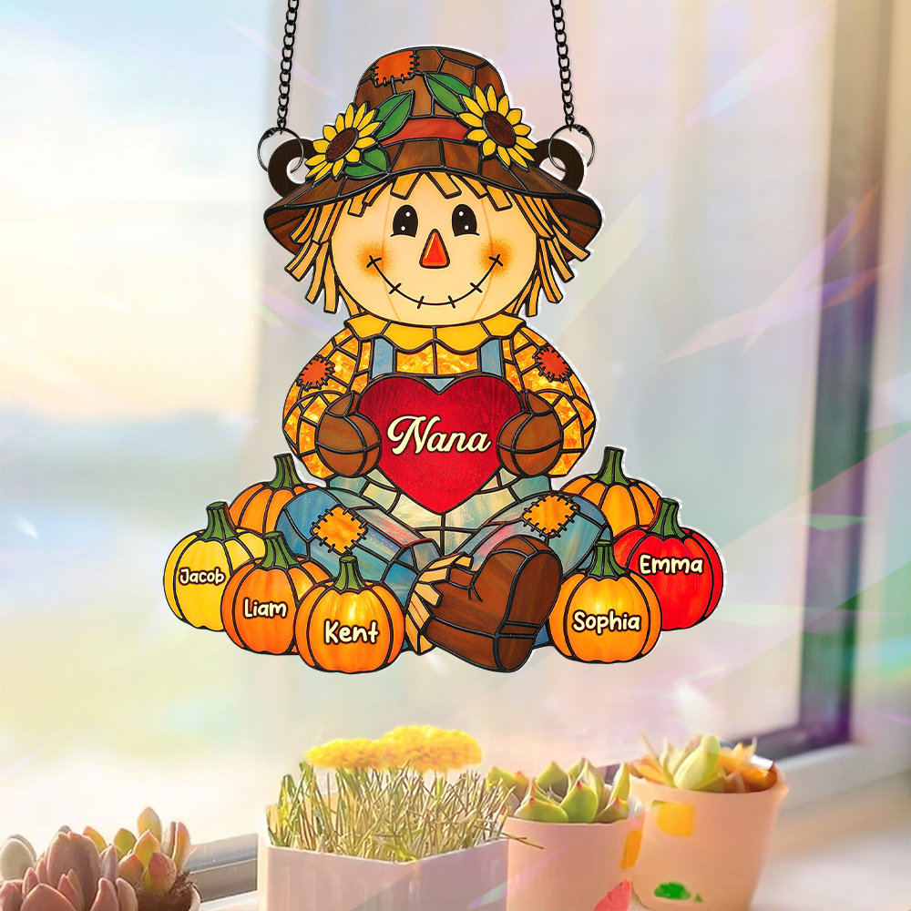 Nana's Autumn Scarecrow Suncatcher - A Personalized Gift to Cherish Ornament MagicInPrints