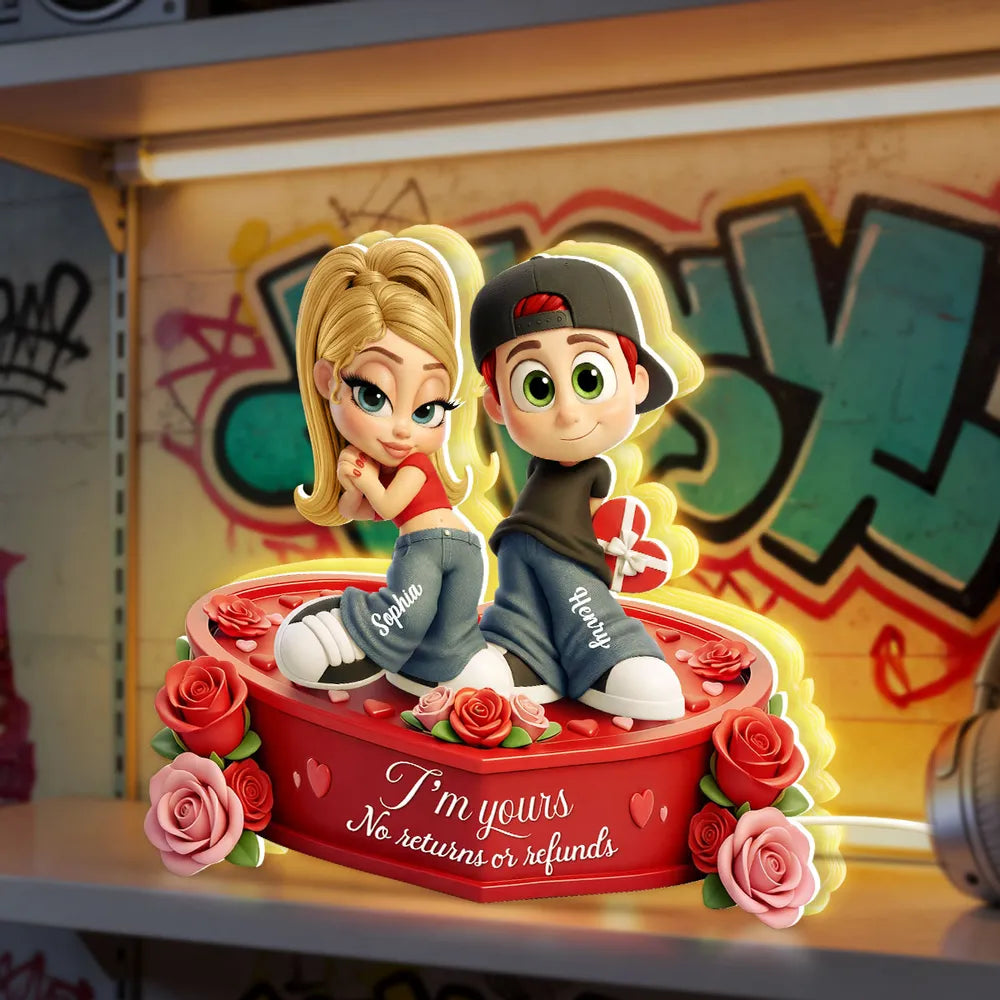 Custom Romantic Couple Figurine with Names - Anniversary Gift Plaque MagicInPrints