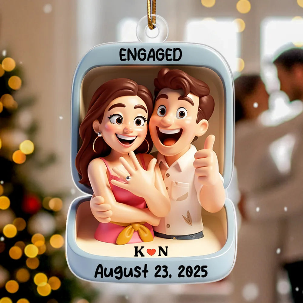 Personalized Engagement Ornament for Couples - Celebrate Your Special Day Ornament MagicInPrints