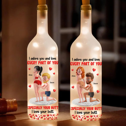 I Adore You & Love Every Part Of You - Personalized Funny Couples Bottle Lamp Bottle Lamp MagicInPrints