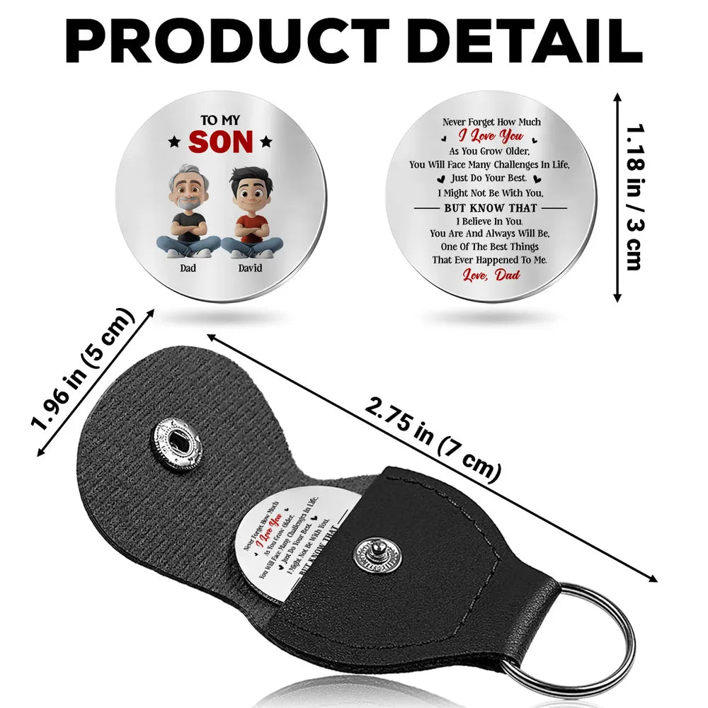 Personalized Leather Keychain for Son - Heartfelt Message from Dad Keychain MagicInPrints