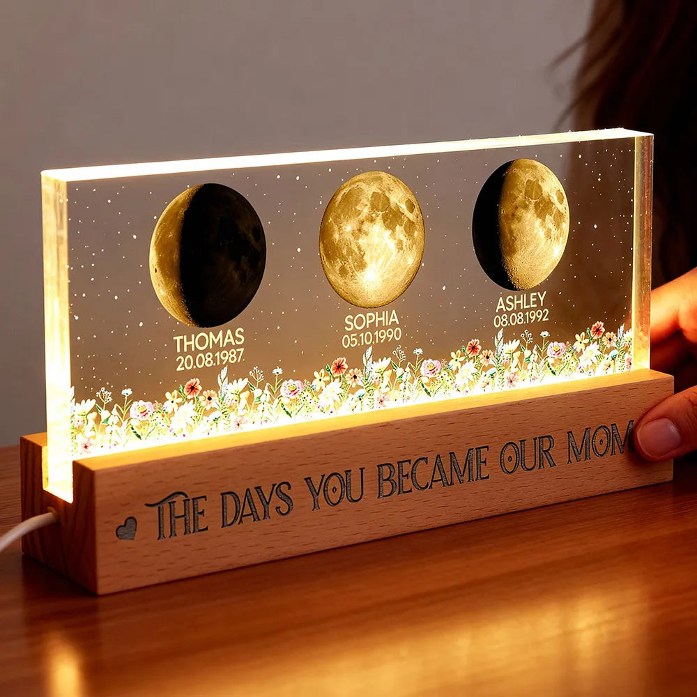 Custom Moon Phase Night Light for Mom - Mother's Day Keepsake Plaque MagicInPrints