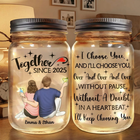 Personalized Couple Mason Jar Light - Romantic Anniversary Gift Lamp MagicInPrints