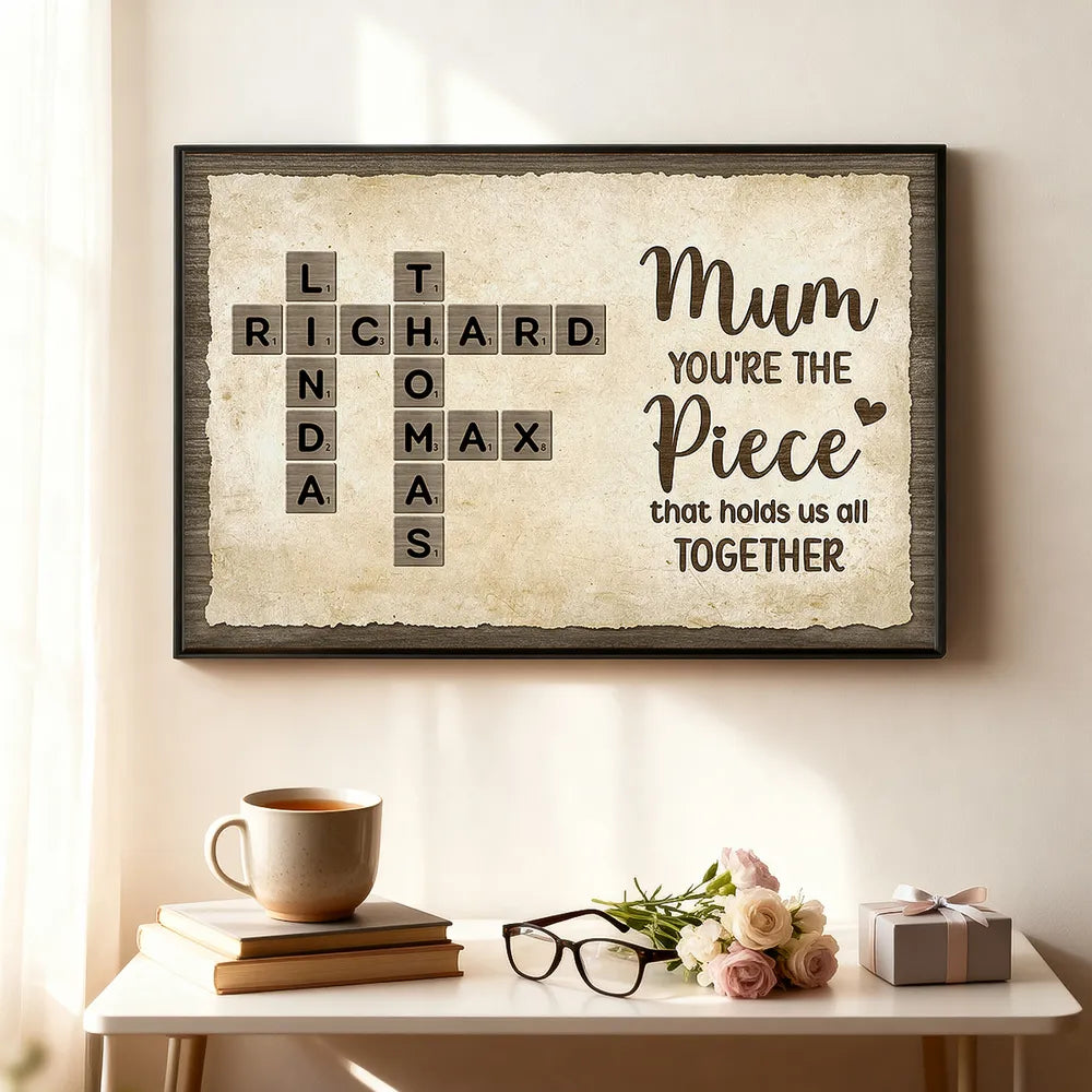 Personalized Family Name Crossword Wall Art for Mum - Heartfelt Gift for Mother's Day Poster or Canvas MagicInPrints