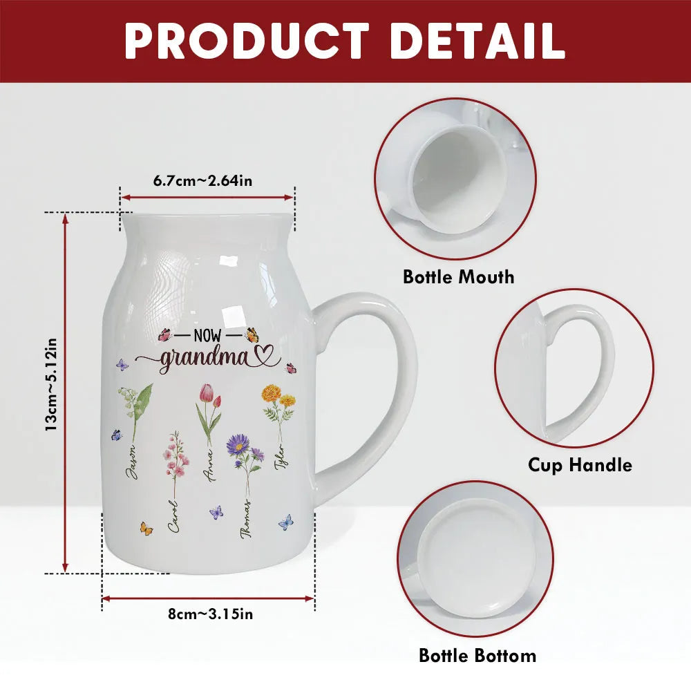 Personalized Ceramic Mug for Mom and Grandma - Floral Design Gift Vase MagicInPrints