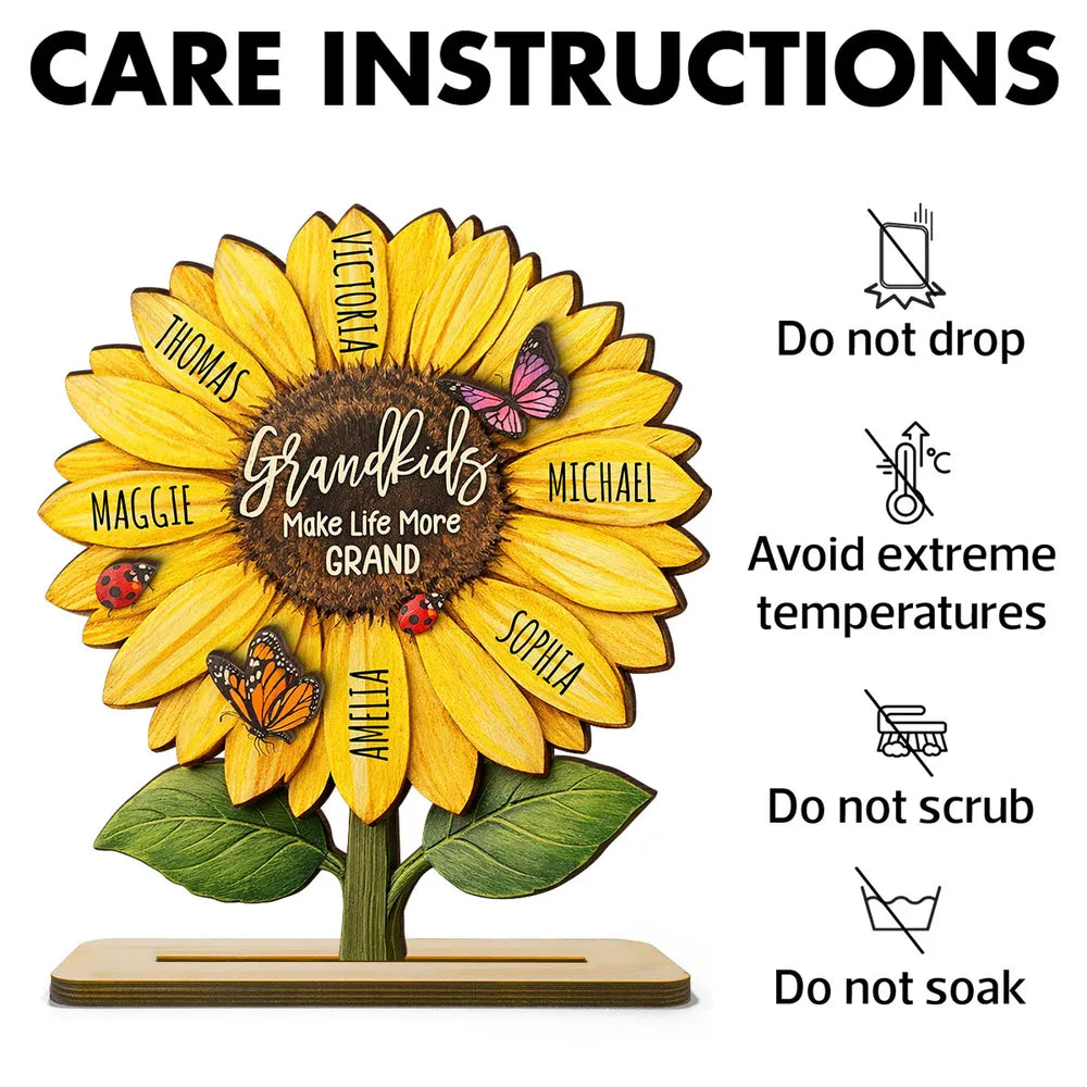 Personalized Sunflower Plaque for Grandparents with Names - Sentimental Gift for Family Plaque MagicInPrints