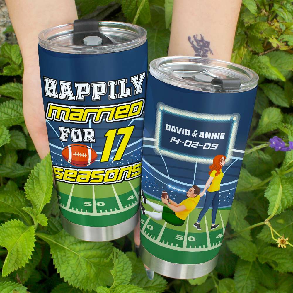 Custom American Football Couple Tumbler - Perfect Personalized Valentine's Day Gifts Tumbler Cup PopCulturePrints