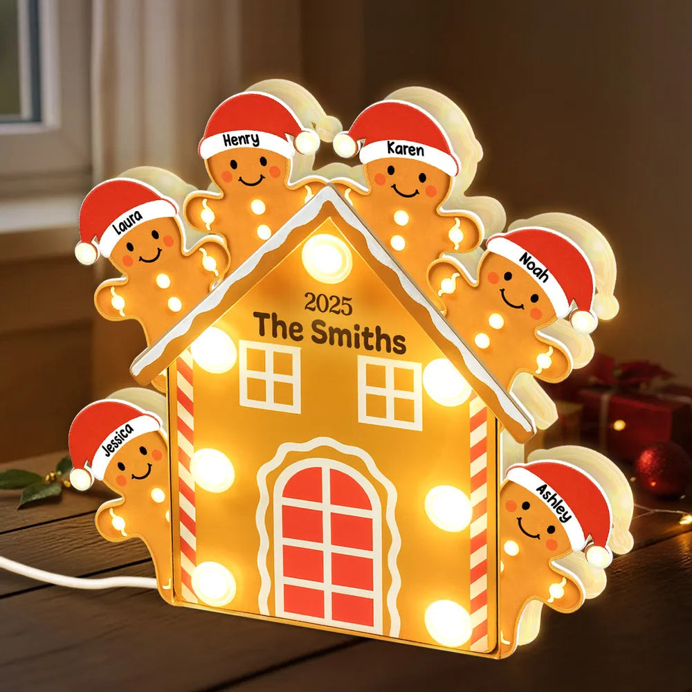 Personalized Gingerbread Family LED Light Decoration - Christmas Home Decor Plaque MagicInPrints
