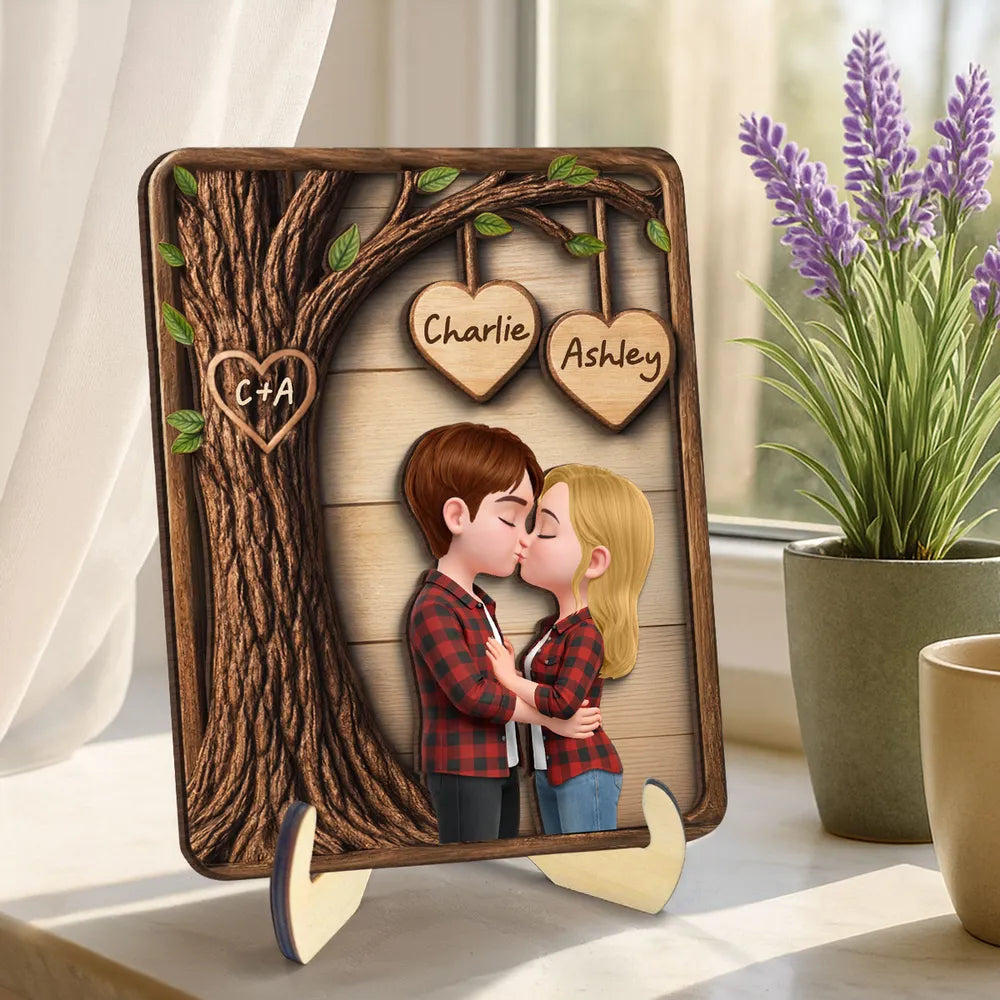 Personalized Couple Wooden Plaque for Romantic Occasions - Custom Names Engraved Plaque MagicInPrints