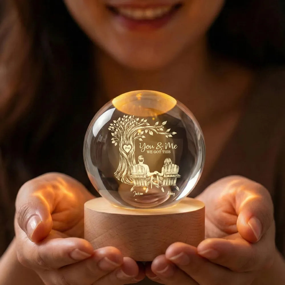 Personalized LED Crystal Night Light for Couples - Romantic Gift Lamp MagicInPrints