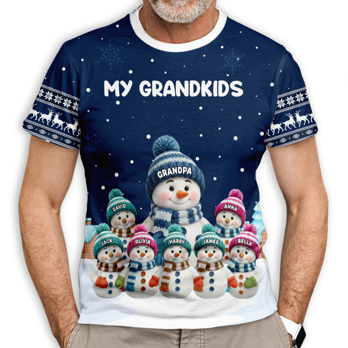 Personalized Snowman Family T-Shirt for Grandma - Christmas Gift Cloth MagicInPrints