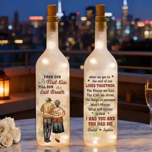 Personalized LED Wine Bottle Lamp for Couples - Romantic Anniversary Gift Lamp MagicInPrints
