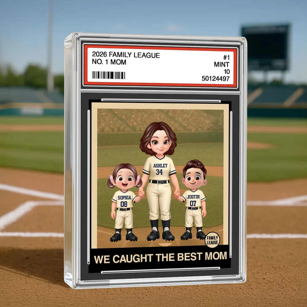 Custom Family Baseball Card Display for Mom - Personalized Mother's Day Gift Plaque MagicInPrints