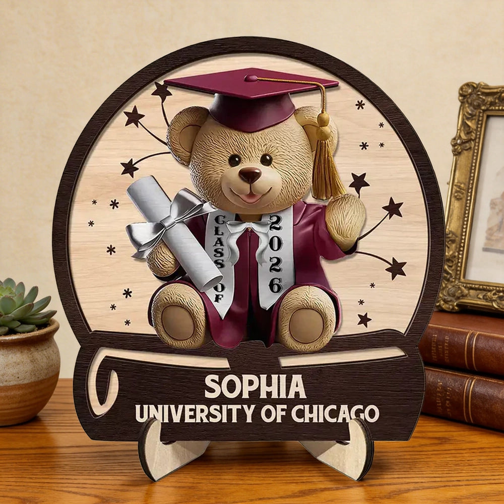 Personalized Graduation Teddy Bear Gift for Graduates - Class of 2026 Keepsake Plaque MagicInPrints