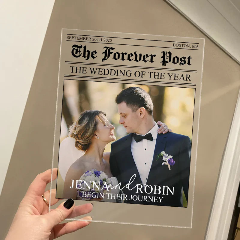 Personalized Wedding Newspaper Acrylic Sign for Couples - Wedding Keepsake Plaque MagicInPrints
