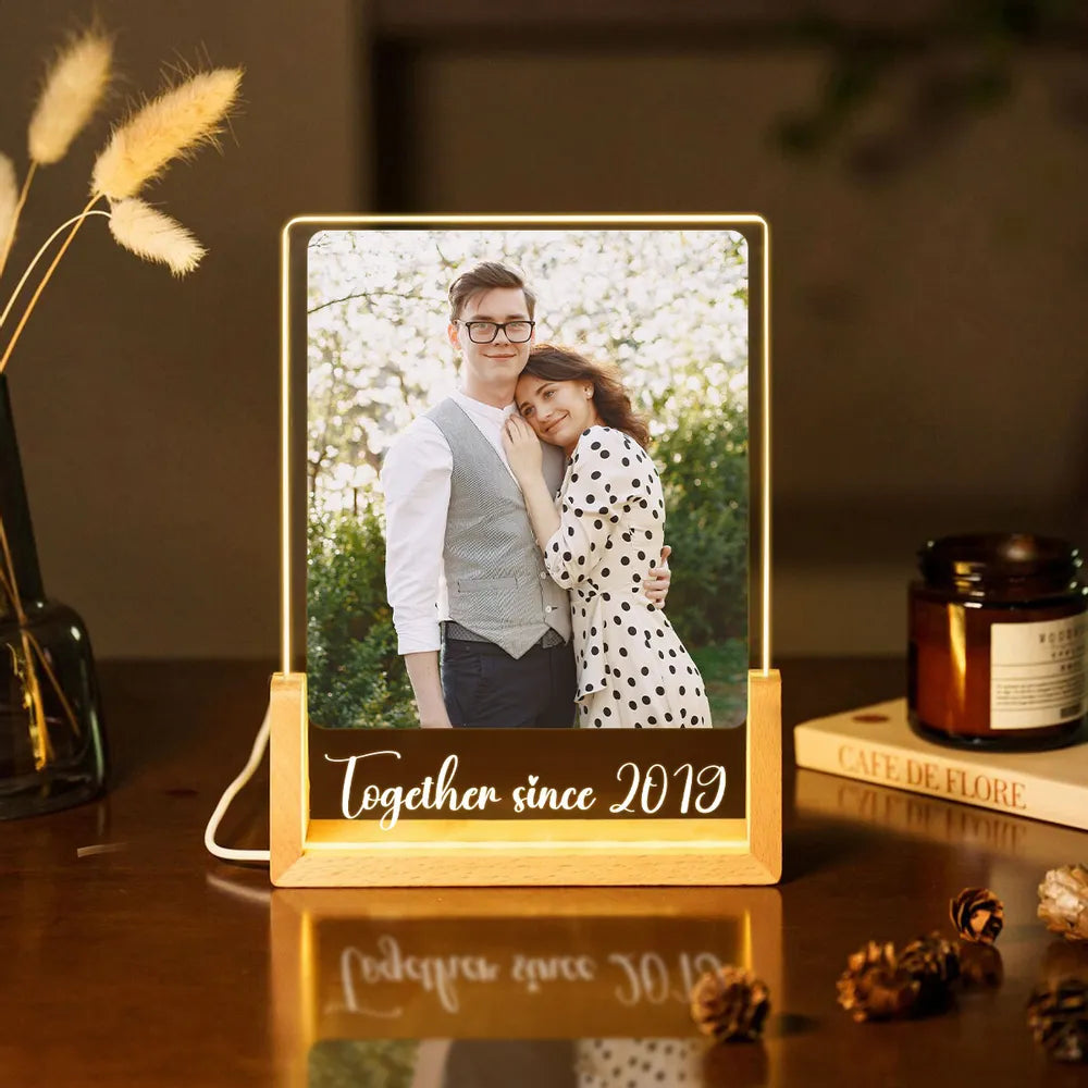 Personalized LED Photo Frame for Couples - Romantic Gift Plaque MagicInPrints