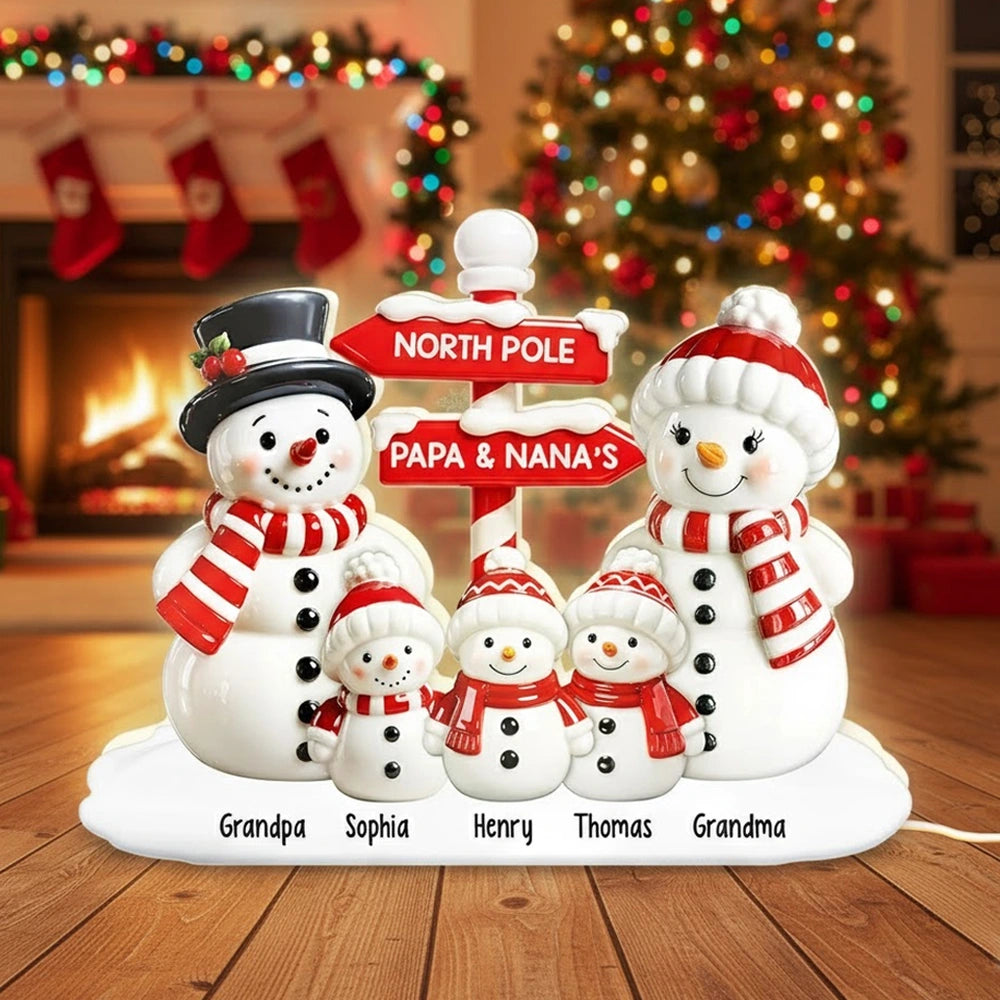 Personalized Snowman Family Christmas Decoration for Grandparents - Holiday Keepsake Plaque MagicInPrints